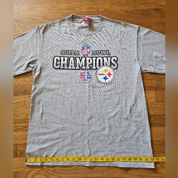 NFL Pittsburgh Steelers Short Sleeve Gray Super Bowl 40 XL Men's Size Large - Picture 8 of 11